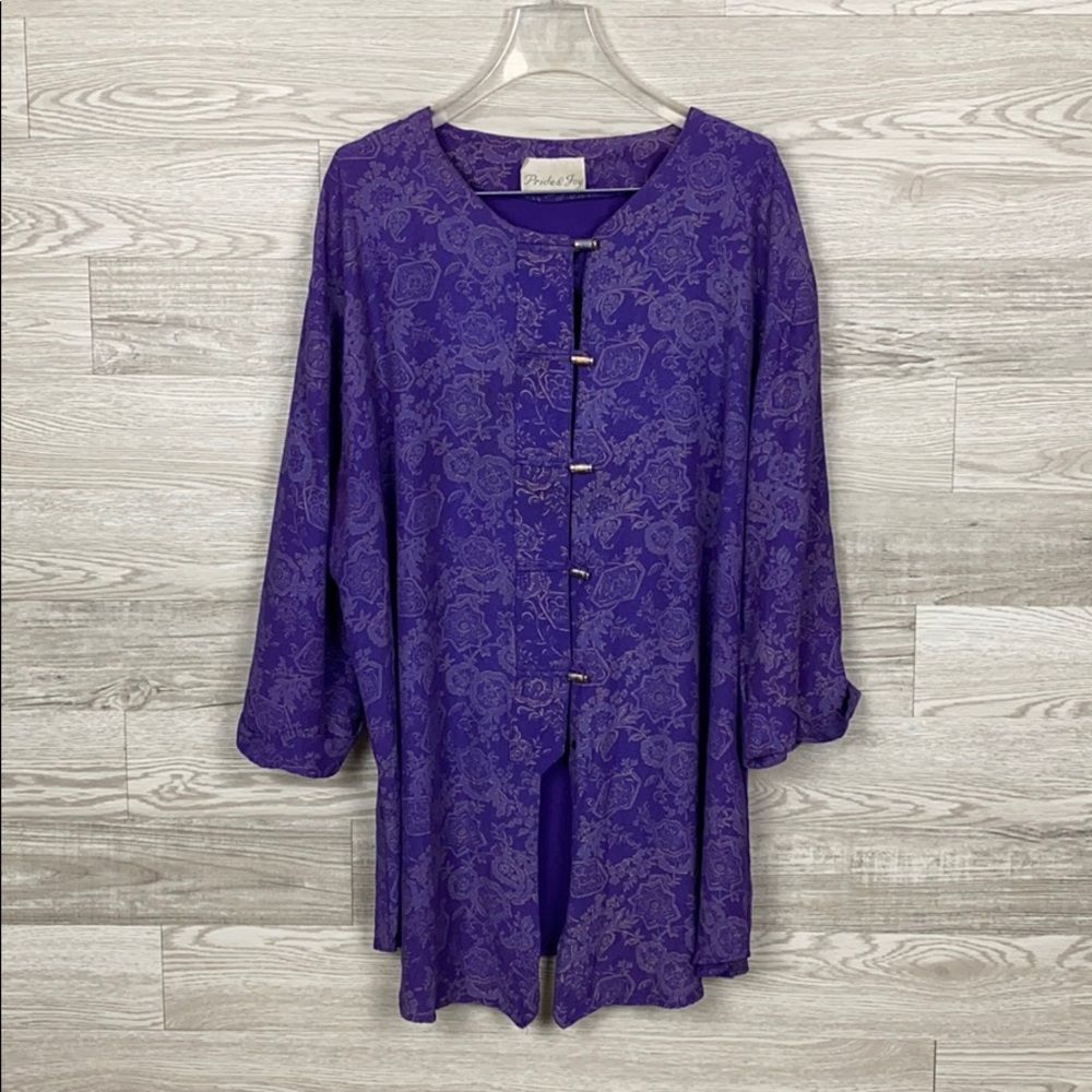 Pride & Joy Vintage Purple Print Long Tunic Blouse